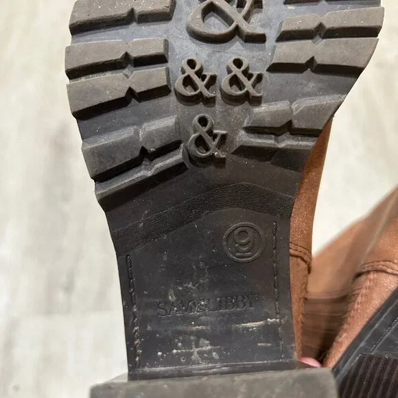 Sam & Libby Brown Faux Leather Ankle Booties WOmen's Size 9 - Picture 7 of 9